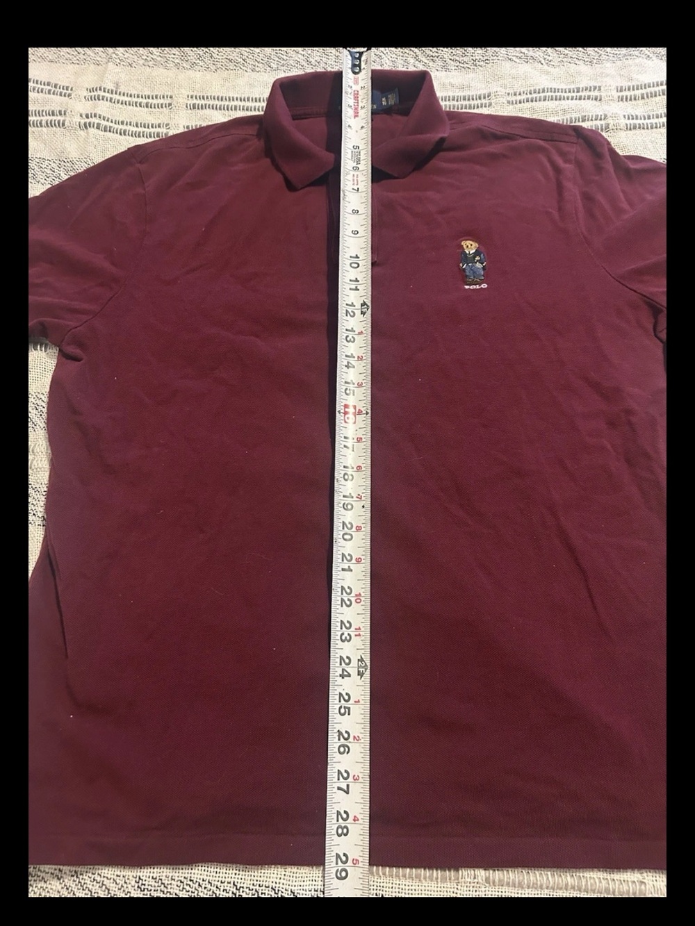 Polo Ralph Lauren Custom Slim Polo Bear Mesh Polo SS Shirt Crimson Red XL - Picture 7 of 7